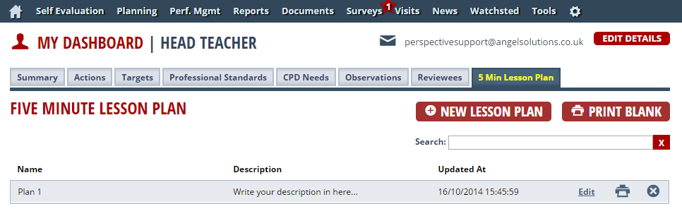 Perspective: 5 min plan dashboard tab
