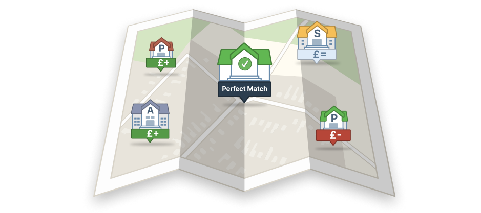 An illustration of icons on a map